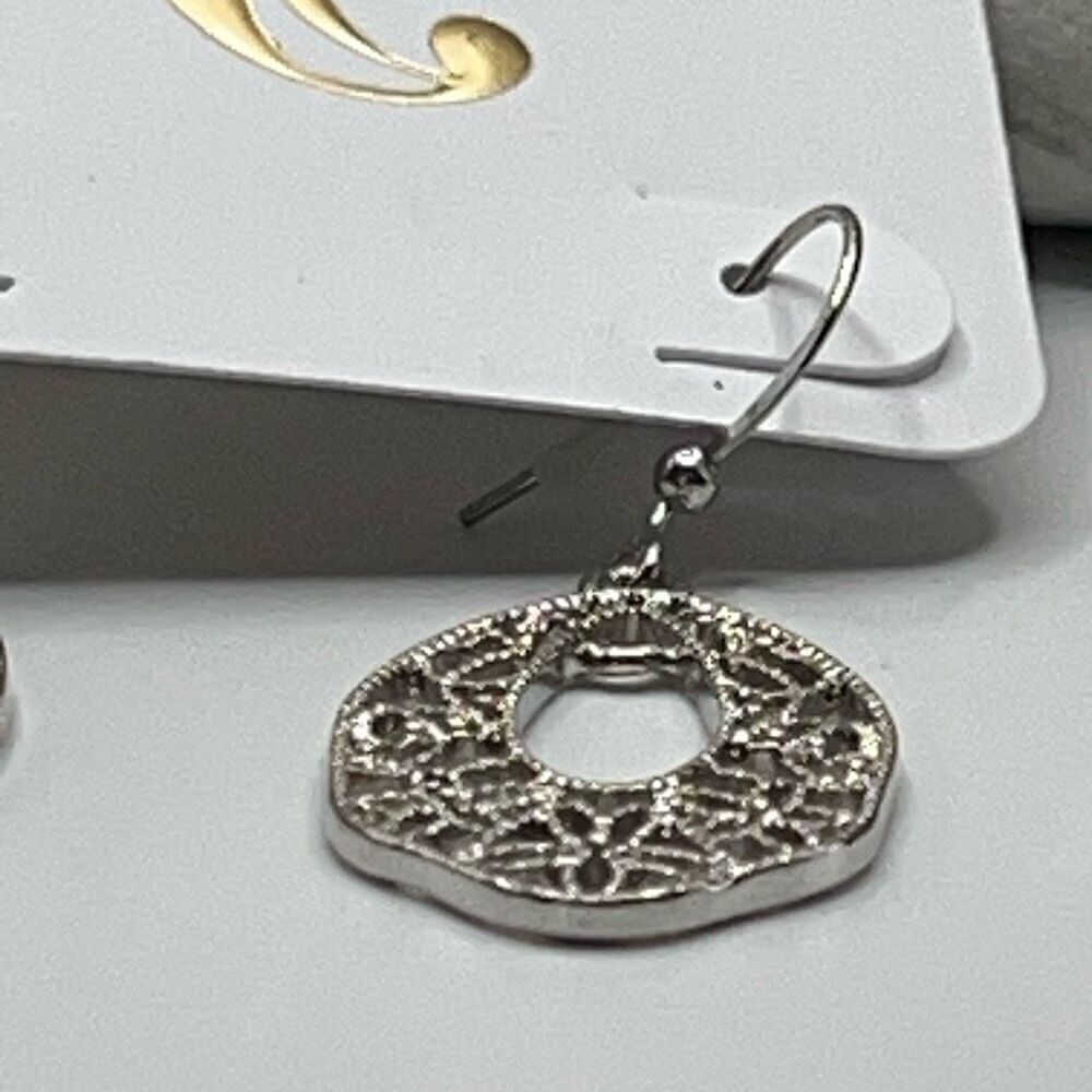 Charming Charlie Silver Dangle Filligree Earrings - Picture 2 of 12